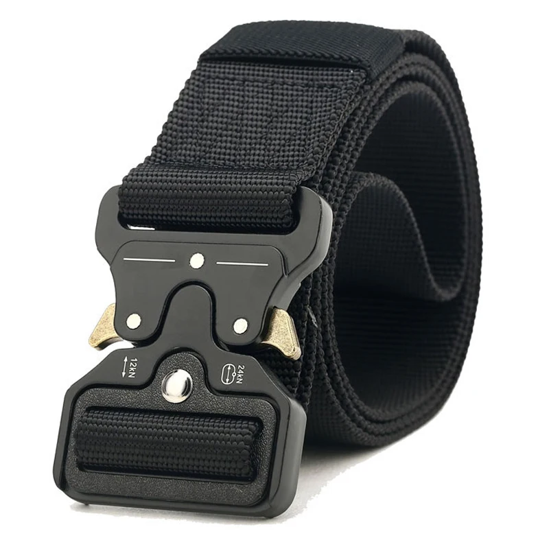 

125 135cm Belt Tactical Military Nylon Belt Men Army Combat Safety Black Belts Metal Buckle Jeans Waist Strap 3.8mm 4.3mm Wide
