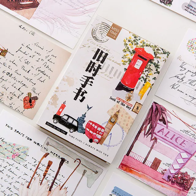 30 pcs lot travel diary postcard vintage paper greeting card