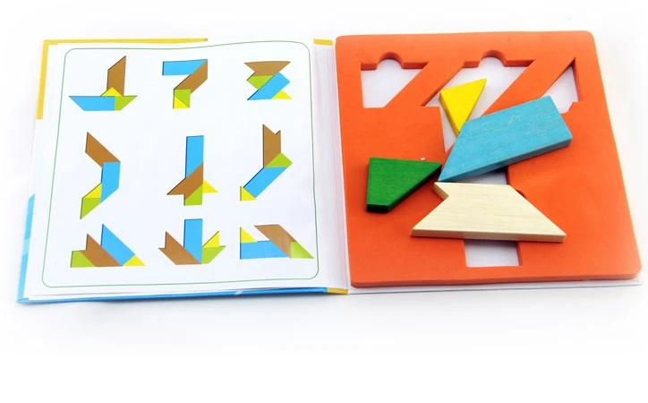 Tangram Puzzle Book Children Wooden Educational Toys T Intelligence DIY | Игрушки и хобби