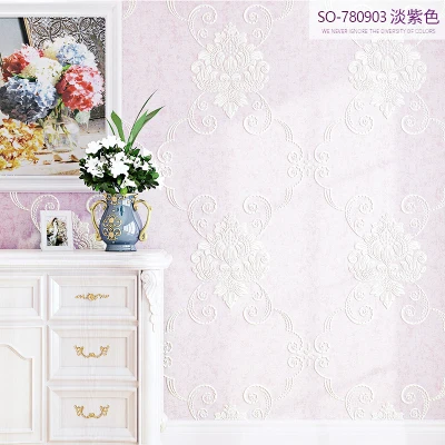 3d роскошный Европейский сад спальня Свадьба комната обои корейский теплый романтический нетканый Гостиная ТВ фон обои - Цвет: 780903 purple