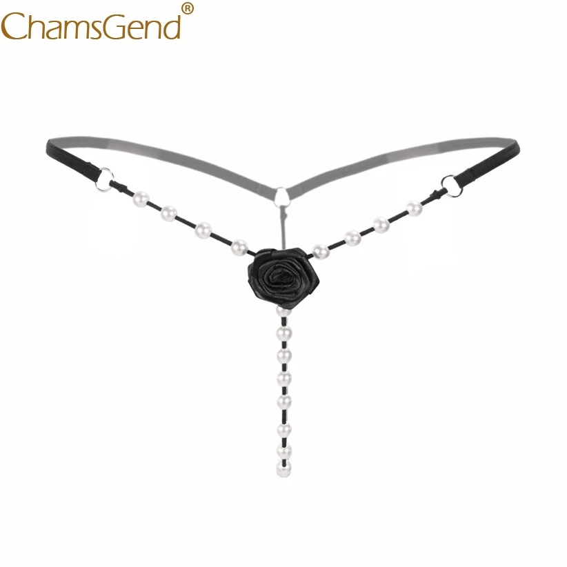 Chamsgend Intimates Women Sexy Hot Underwear Attractive Open Beading Flower V-String G String Thong 80111