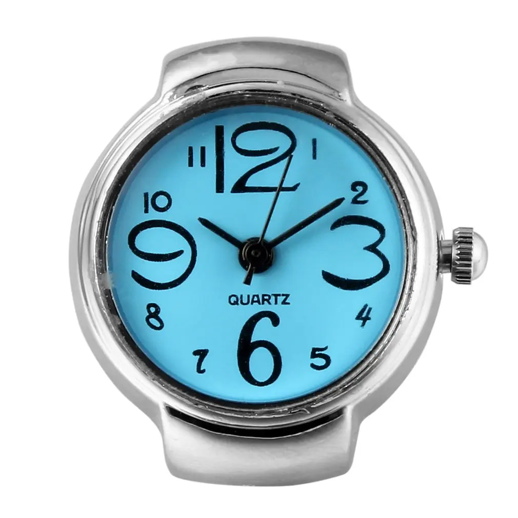 GENBOLI Женский Мужской Перстень часы кварцевый механизм регулируемый браслет из нержавеющей стали модное Ювелирное кольцо Эластичная лента A30 - Цвет основного камня: blue