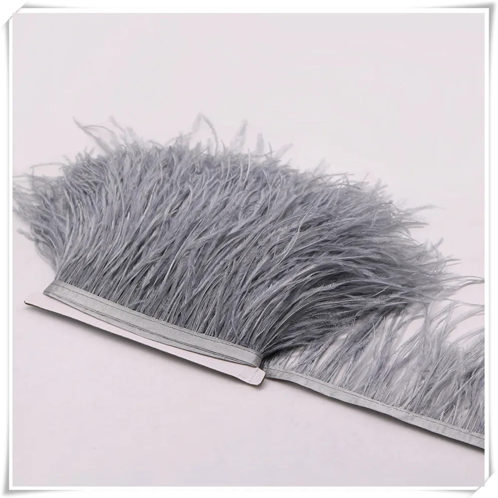 10-15cmOstrich Feathers Trimming Hot Sale Dyed silver gray Fringe Trims 1 Meter Per Natural Plumage Ribbon for Costume Dress Diy | Дом и сад