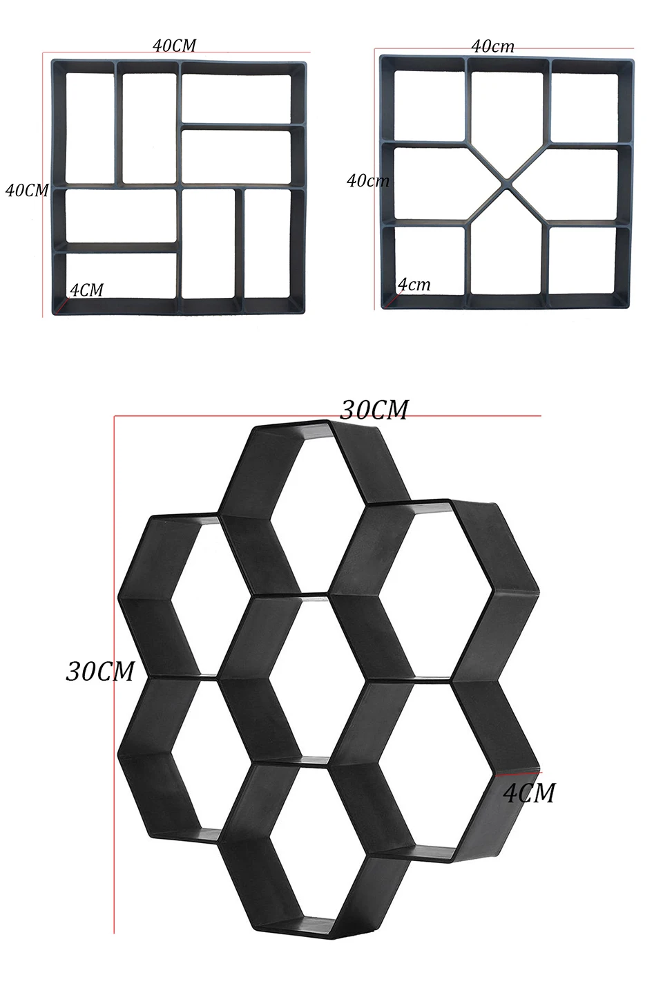 Garden Path Maker Mold For DIY Plastic Path Maker Mold Paving Cement Brick Molds Garden Stone Road Concrete Pavement Mold Tool (8)