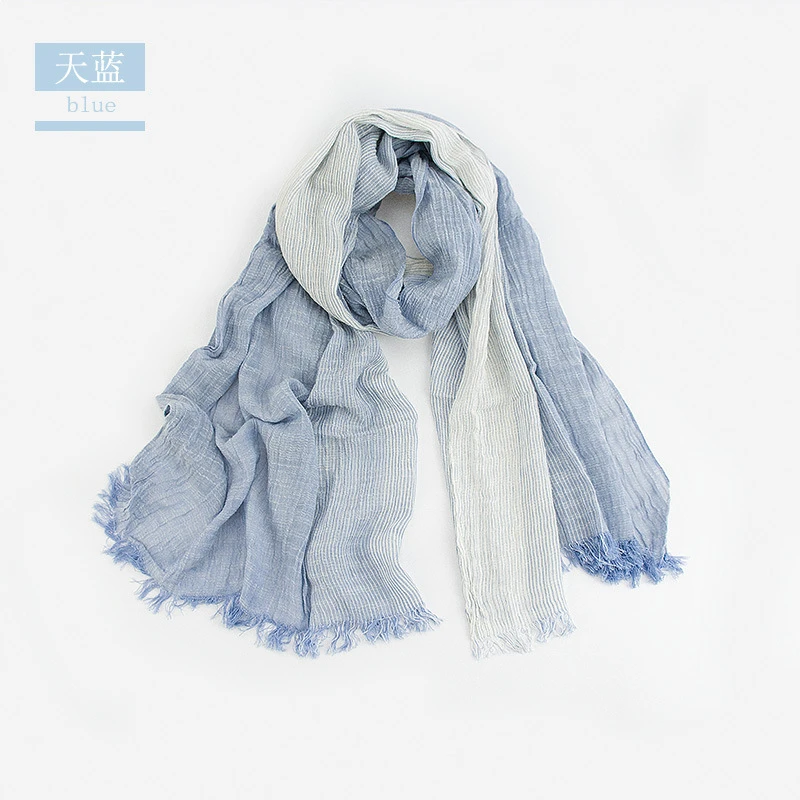mens blanket scarf Unisex Men Women Ombre Shawl Spring Summer Cotton Blend Gradient Scarves Hijab Casual Male Scarves Crinkle Global Scarf YG367 mens linen scarf