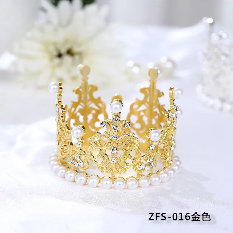 Shining Mini Metal Crown Pearl Birthday Topper Wedding Cake /& Engagement Decor