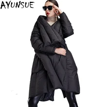 AYUNSUE, зимний пуховик для женщин, 90% утиный пух, асимметричный плащ, куртка, Европейская мода,, длинная верхняя одежда, парки, Abrigos LX2223