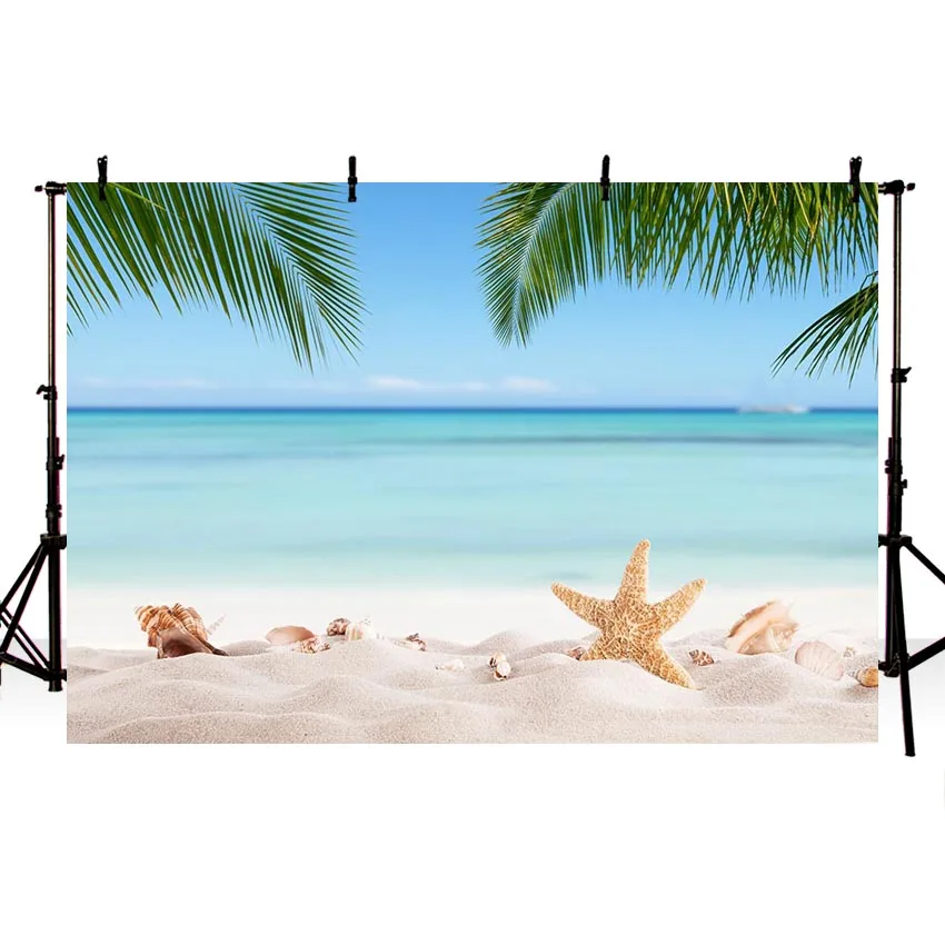 

MEHOFOTO Newborn Photography Background Summer Holiday Blue Sky Beach Starfish Leave Backdrop Photocall Photo Printed Customized