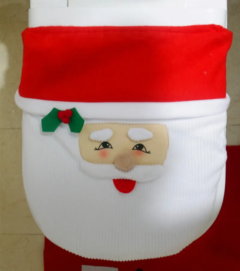 Подарок новые модные вечерние платья Санта-Клаус, Туалет чехлы на сиденья и ковер Ванная комната комплект коврик для контура рождественские украшения для Natal с утолщённой меховой опушкой, Decoracion