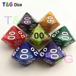 5 шт./компл. T & G случайный 5 штук D10 % Набор кубиков с Мрамор эффект, номер 00-90 настольных игр Dice