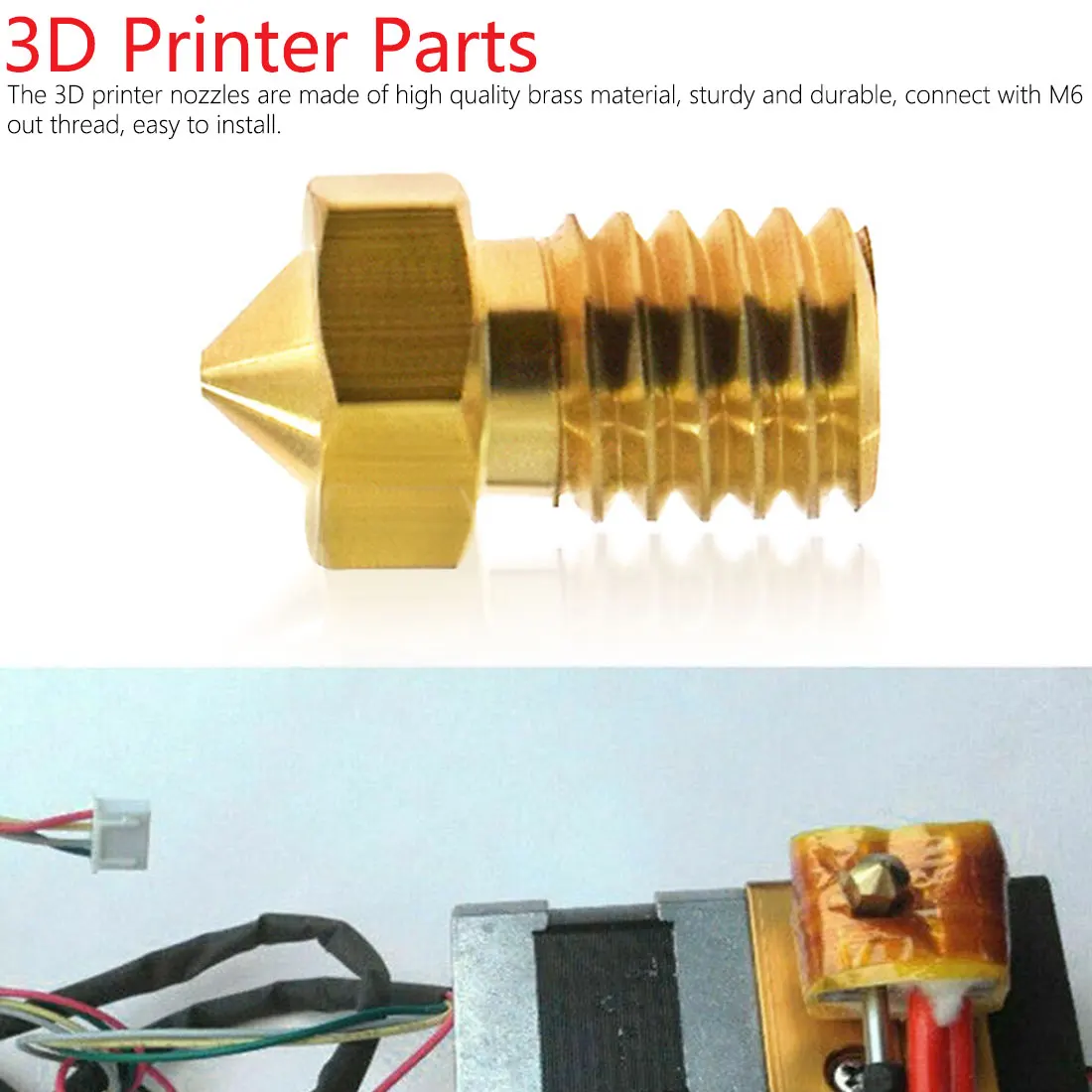 

3D Printer Accessories For 1.75mm 3.0mm filamet V5 V6 M6 threaded Nozzle 0.2 0.25 0.3 0.4 0.5 0.6 0.8 1.0mm