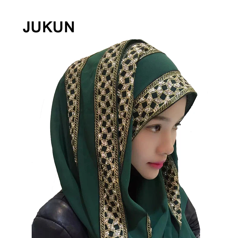

Muslim Headscarf Sprinkled Gold Drilled Long Scarves Female Summer Shawl Muslim Headscarf Colorful Scarfs for Ladies
