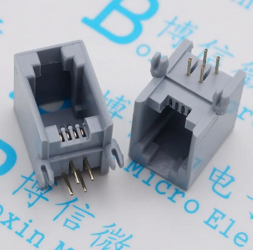 100pcs Gray gray RJ11 phone jack 4P4C RJ11 phone jack 4P4C Network