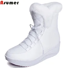 2017 New Arrival Hot Sale Shoes Women Boots Solid Slip-On Soft Cute Women Snow Boots Round Toe Flat with Winter Fur Ankle Boots