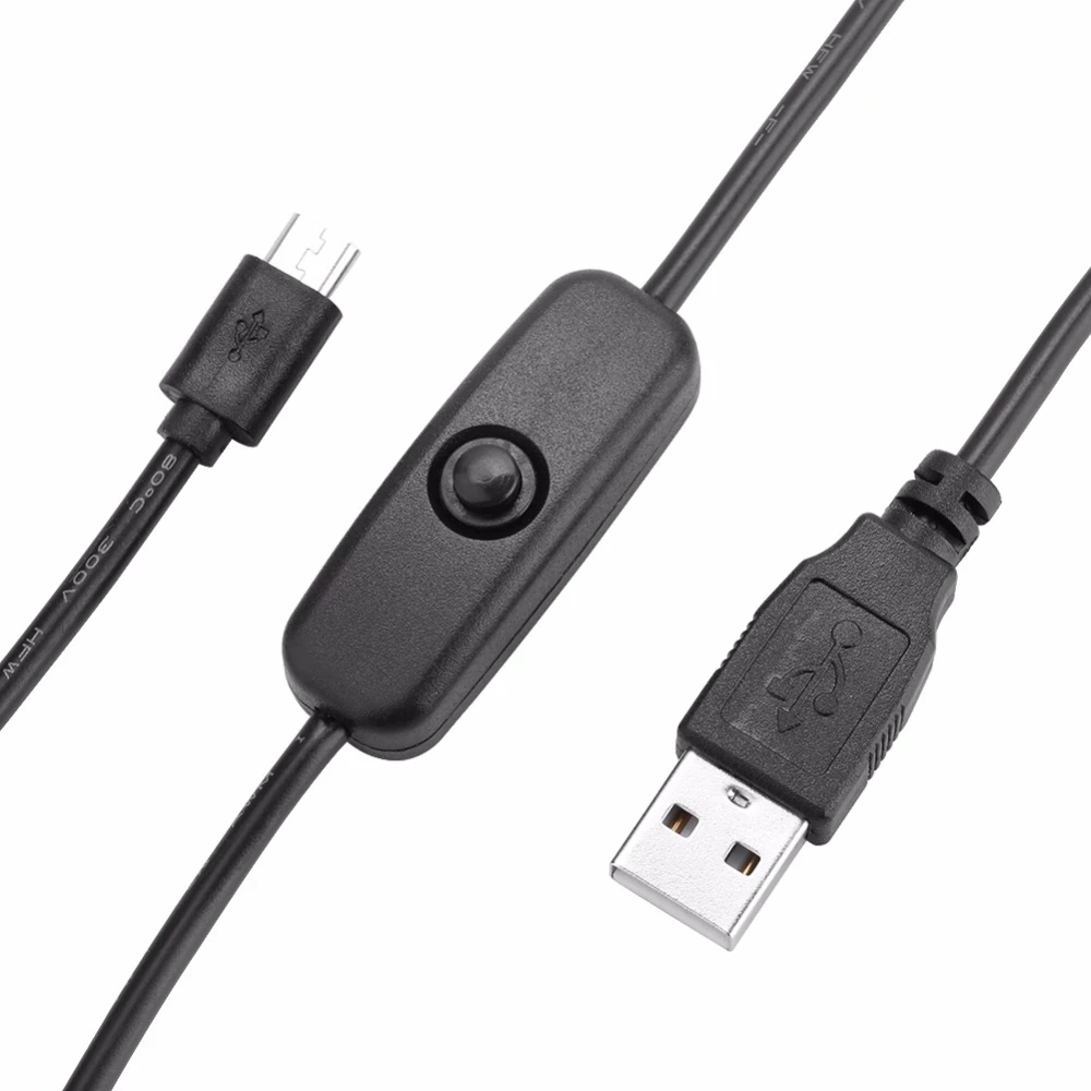 ل التوت بي الطاقة كابل مع التبديل على/قبالة زر المصغّر usb كابل شحن ل التوت بي 3/2/ B الطاقة كابل مع التبديل