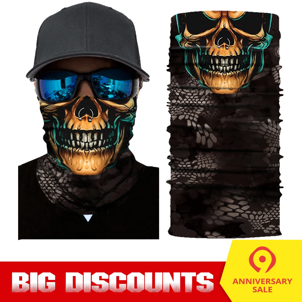 

Motorcycle Mask Face Shield Biker Balaclava Ghost Unisex Skull Face Mask Cycling Seamless Bandanas Ski Mascara Moto Biker Mask