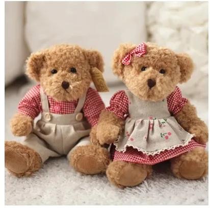

30 cm teddy bear Birthday Valentines Gift with cloth Bear Wedding Plush Toy High Quality Teddy Bear Doll 2 picese/lot