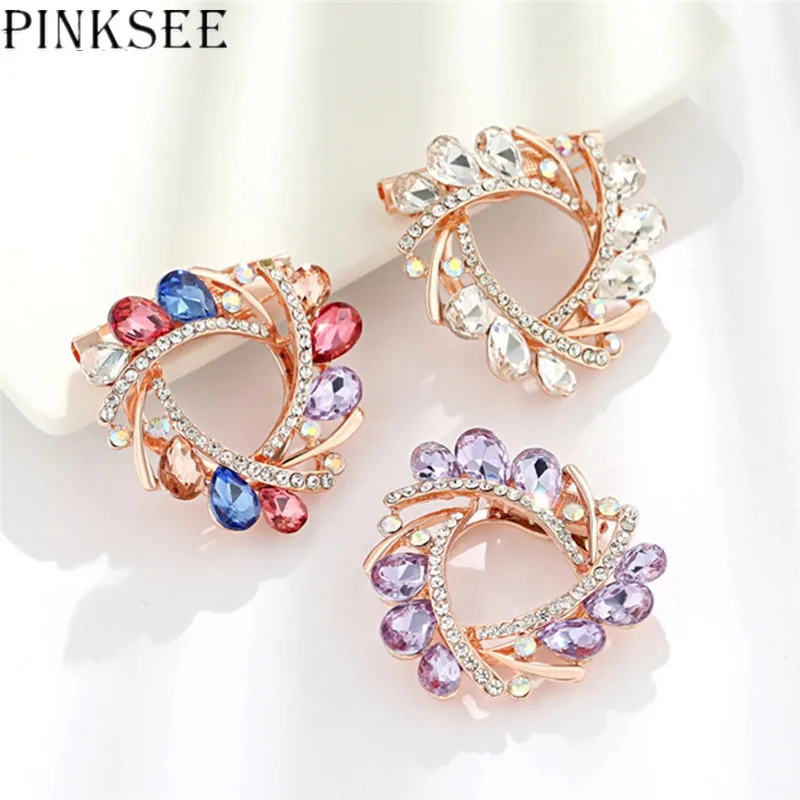 PINKSEE красочные большие цветочные броши для женщин Стразы Кристалл свадебное