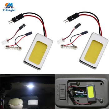 

YM E-Bright 2 PCS COB Chips 18 SMD Chips 2 Adapters T10 Festoon Panel Dome Light With Aluminum Housing White Bulbs