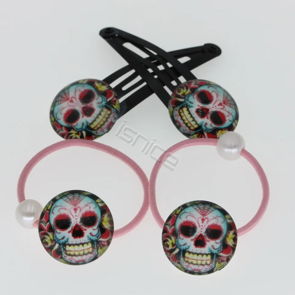 

isnice 4pcs Kids Gift Girls Cartoon Time gemstone skull Ice Cream Hair Clips Hair Pins Hair Slides Accessory