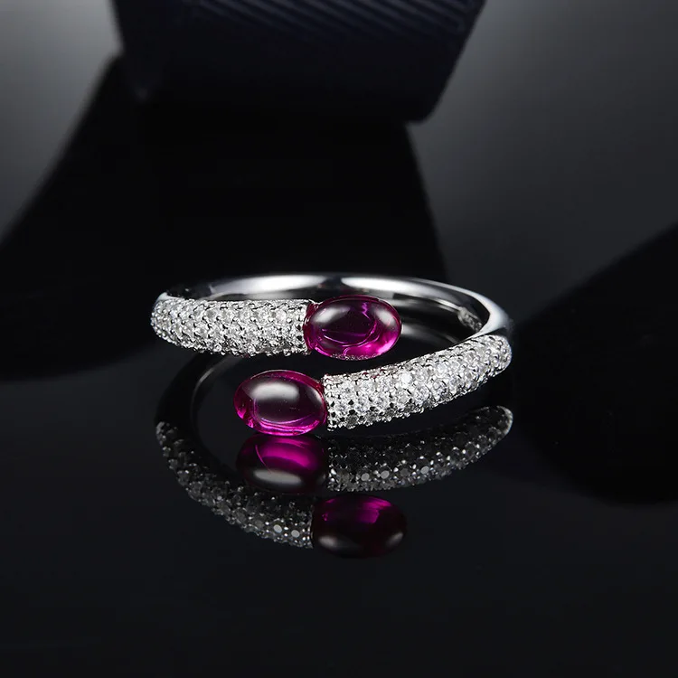 

[MeiBaPJ]Personality Red Stone Candy Ring S925 Sterling Silver Ring With AAA Zircon Rings For Women Fine Jewelry Gift Box