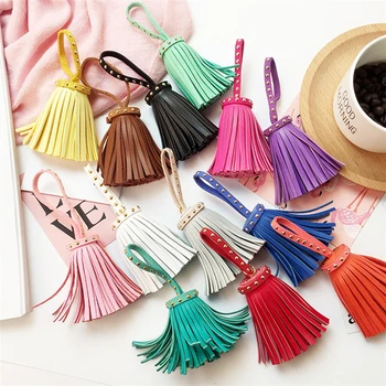 

12pcs/lot Personalized suede tassel Pendants leather tassels for Keychain bag Cellphone Pendant home decoration DIY accessories