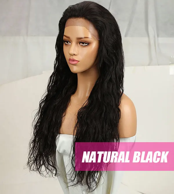 Lekker, парики из натуральных волос на кружеве для черных женщин, волнистые человеческие волосы, кружевные передние парики, парики из натуральных волос Remy, человеческие волосы - Цвет волос: Natural Black