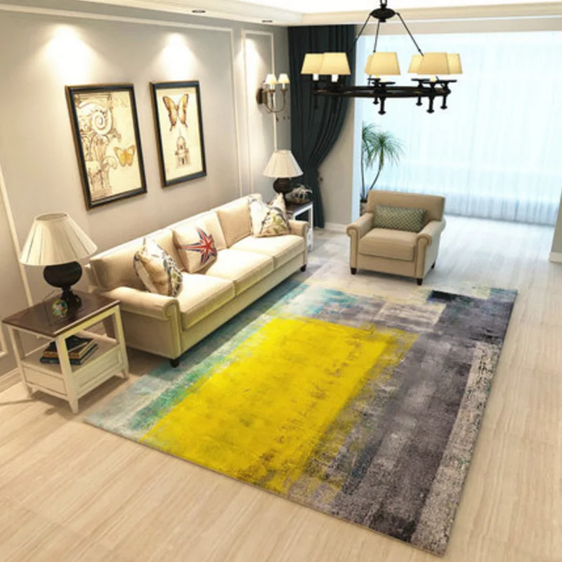 

Abstract Art Crystal Velvet Rug Carpet for Living Room Popular Rectangle Table Mat Anti Slip Floor Rug Simple Style Area Rug Mat