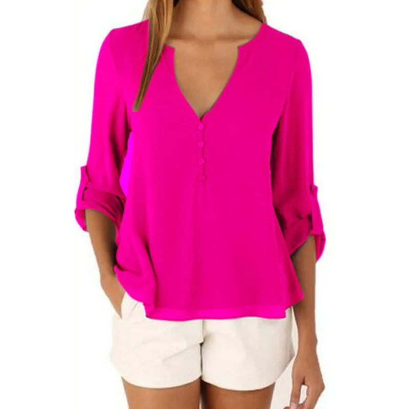 Fashion Thin 11 Color Female Chiffon Shirts Women Summer Casual Top Plus Size S-5XL Loose Long sleeve  And Light Chiffon Blouse