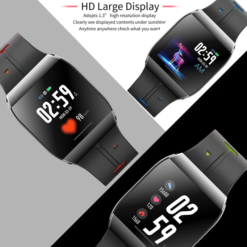 1,3 ''цветной сенсорный экран IP68 водонепроницаемый смарт-часы монитор сердечного ритма секундомер сообщение Push спортивный браслет для фитнеса