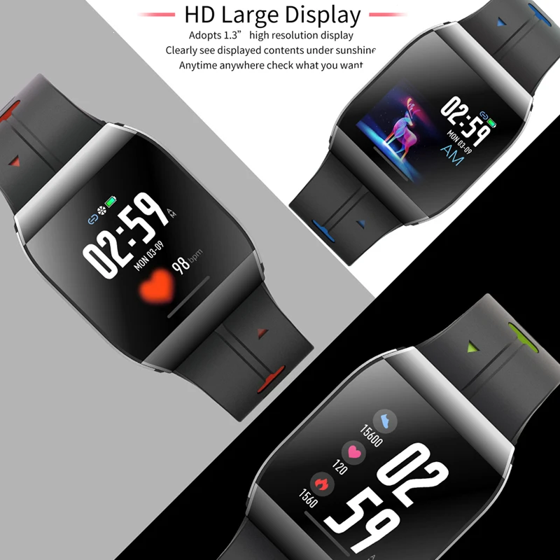 1.3'' Color Touch Screen IP68 Waterproof Smart Watch Heart Rate Monitor Stopwatch Message Push Fitness Sports Bracelet