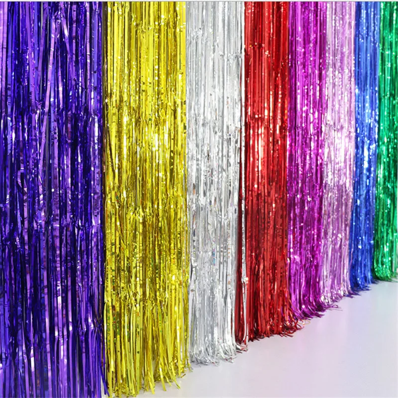 

1*2Meters 7Colors Metallic Foil Fringe Tinsel Curtain Tassel Garlands Wedding Photography Backdrop Birthday Party Decoration