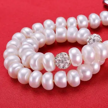 

Pearl Necklace For Women pearl Jewelry 8-9mm Natural Freshwater Pearls Crystal Ball Wedding/Party / Daily Life /Gift accessories