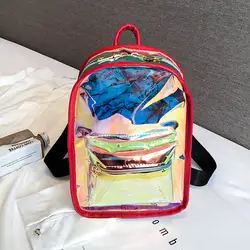 Женский открытый яркий красочный водонепроницаемый дорожный Рюкзак Комплект для ученика прозрачная гелевая сумка в студенческом стиле