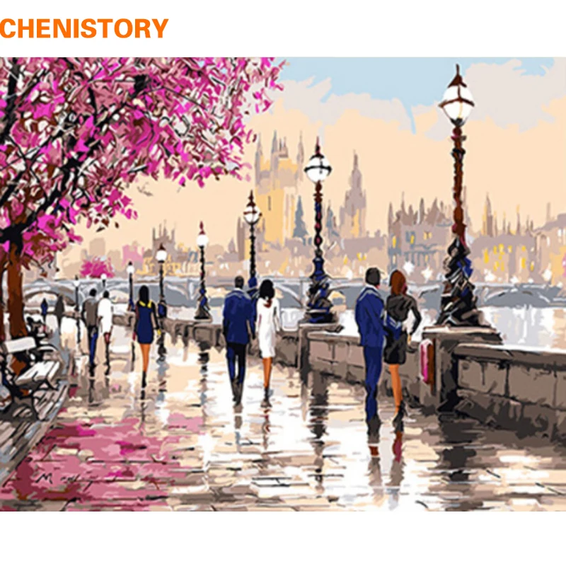 

CHENISTORY Frameless Park Lover DIY Painting By Numbers Hand Painted Calligraphy Painting Home Wall Art Decor For Artwork 40x50