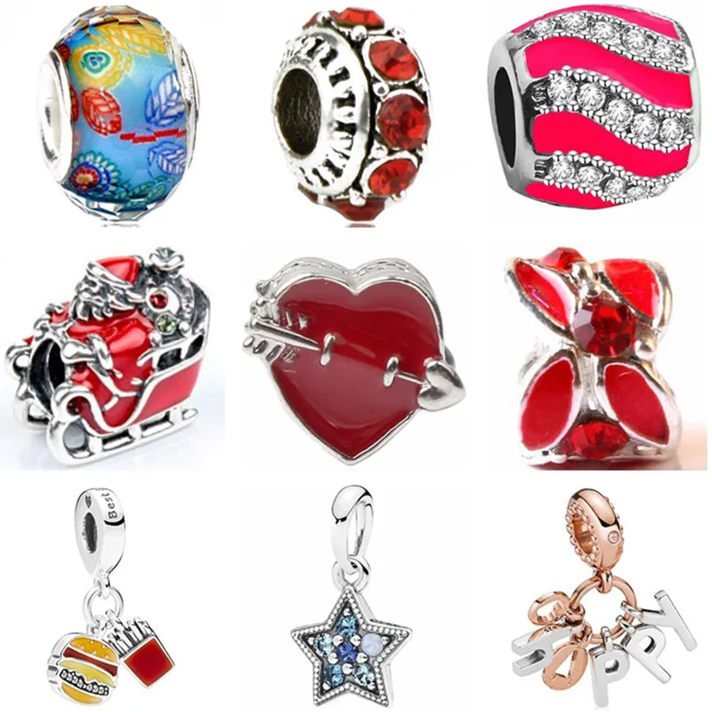 

Hot Selling Crystal Enamel Lucky Bag Star Snowflake Dog House Windmill Doll Heart Bead Fit Pandora Charms for Women DIY Jewelry