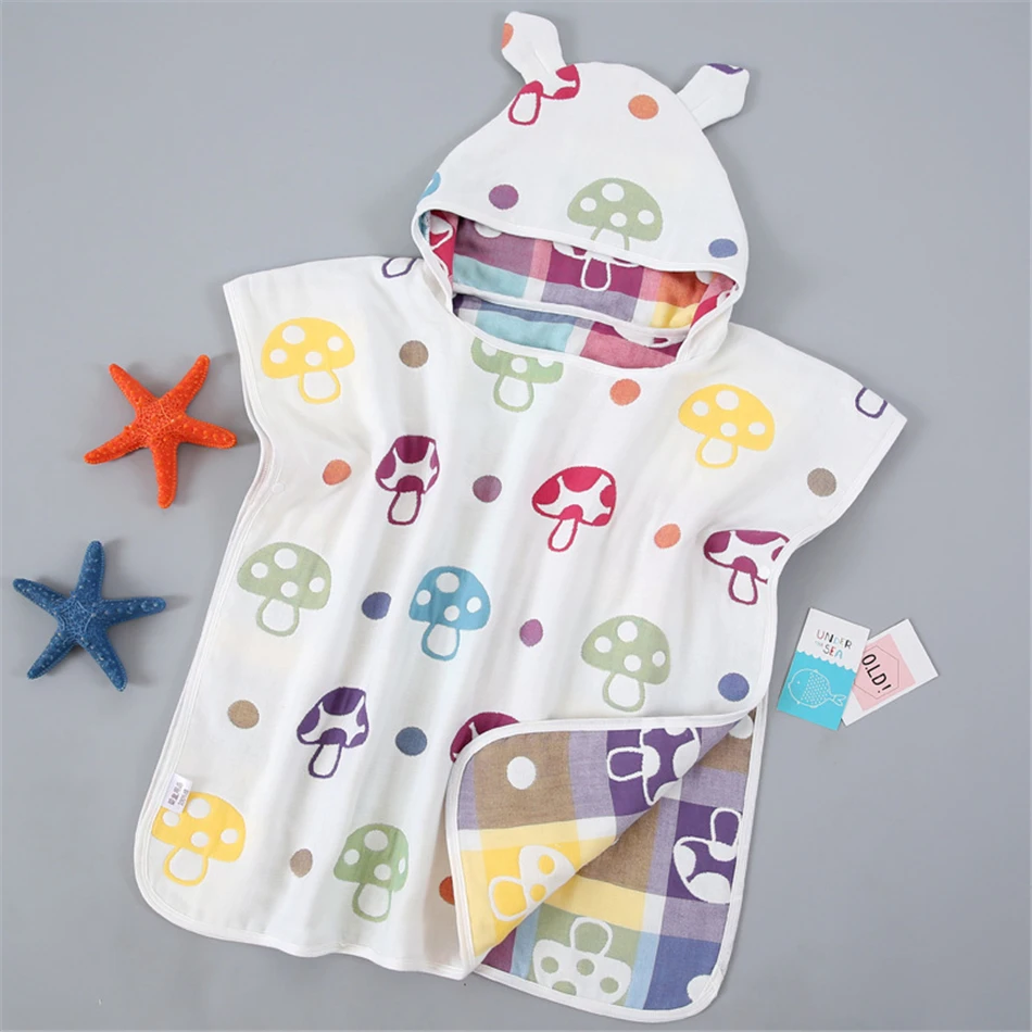 Baby Bath Towel for Newborns Child Hooded Baby Towel With Hood Muslin Baby Cotton Gauze Cloth New Born beach Towel for Children