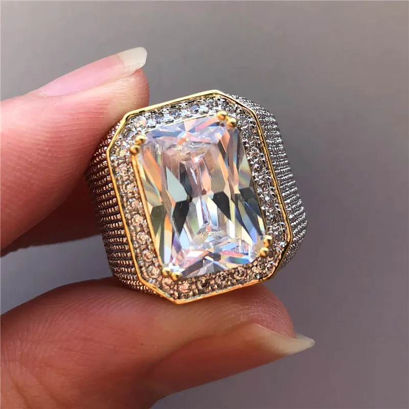 Великолепное большое мужское женское пурпурное каменное кольцо кристалл желтое золото обручальное кольцо большие обручальные кольца для мужчин и женщин