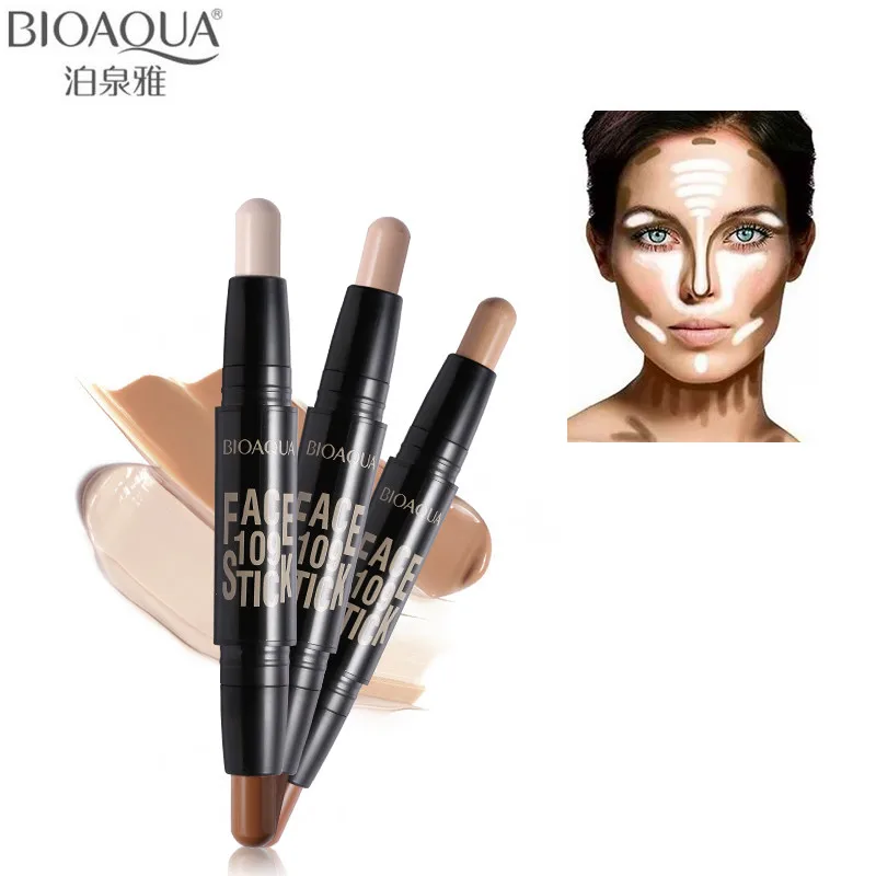 

BIOAQUA highlighter Double Head 3D Bronzer highliter Stick Face Concealer Pen Foundation cream Texture Contour Pencil Makeup