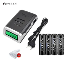 C905W умный ЖК-дисплей пало батарея зарядное устройство для AA/AAA NiCd NiMh аккумуляторы + 4 шт. AA 3000 мАч батареи