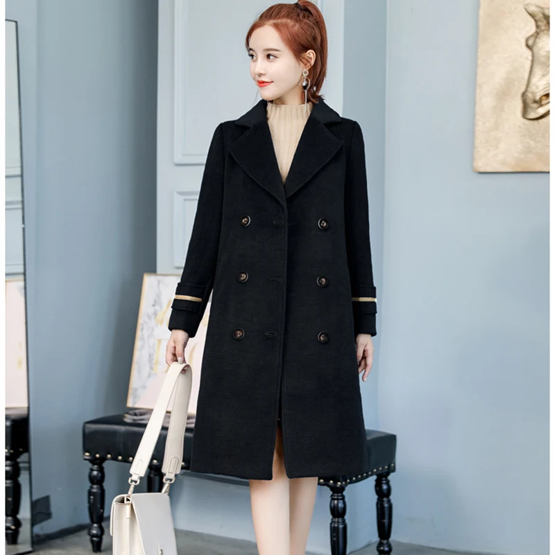 Winter Large size M-4XL Wool Women Jacket Coat 2018 Autumn Fashion Mid long High quality Double-breasted Female Outerwear Winter Large size M-4XL Wool Women Jacket Coat 2018 Autumn Fashion Mid long High quality Double-breasted Female Outerwear