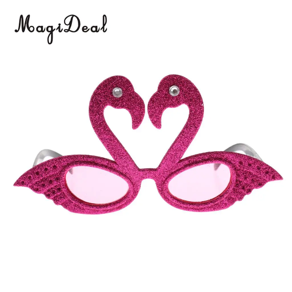 Hawaiian Tropical Glitter Flamingo Party Glasses Fancy Dress Up