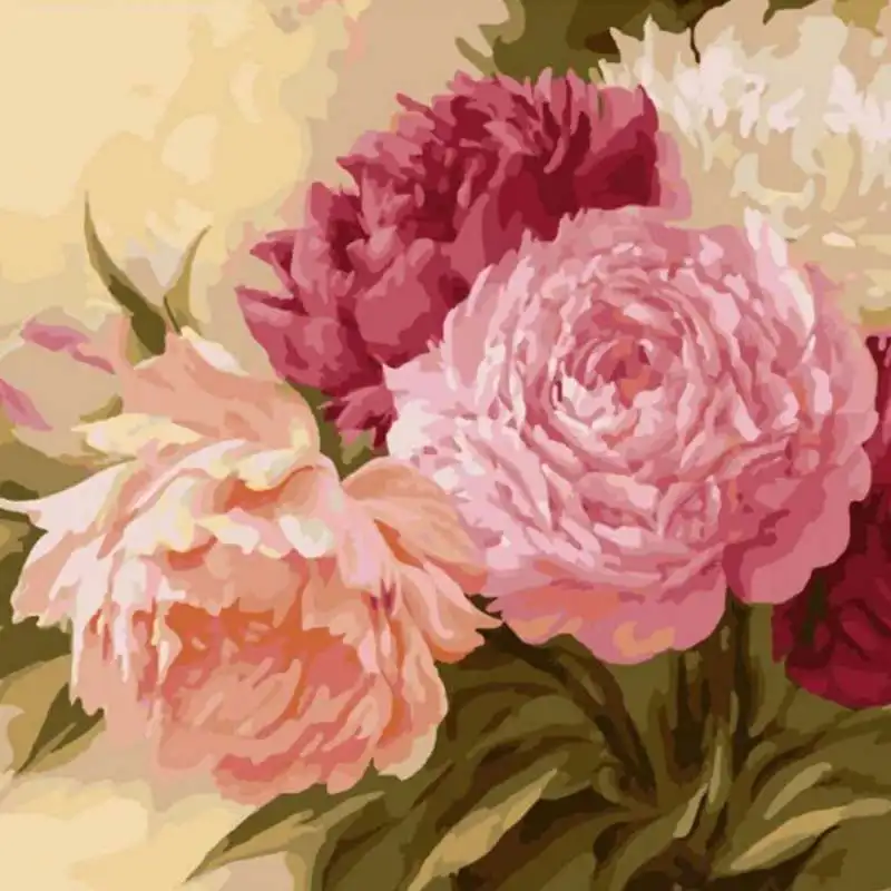 

40*50CM Flowers Oil Painting By Numbers Wall Pictures Coloring DIY Peony Canvas Painting Wall Art Home Decor