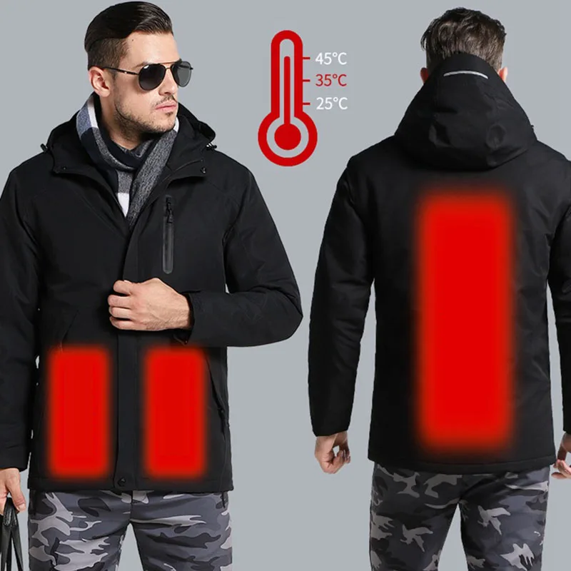  CCIVICFREE Winter USB Chaqueta de algodón con calefacción infrarroja para hombre y mujer Camping al