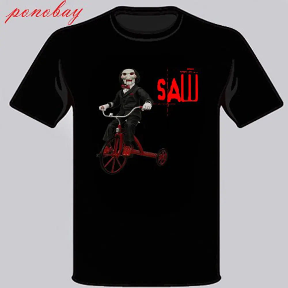 

New SAW Horror Movie Film Icon Men's Black T-Shirt Size Cool Casual pride t shirt men Unisex Fashion tshirt free shipping