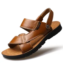 Мужская обувь Лидер продаж Новые летние Для мужчин босоножки из натуральной кожи модные пляжные Нескользящие сандалии большой Размеры удобные Тапочки