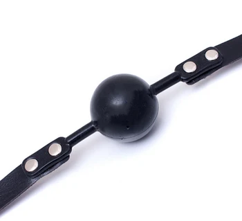 Size Large PU Leather Big Black Silicone Ball Gag Mouth Soft Mouth Plug Oral Fixation Mouth Gag Sex Toys Erotic Game For Couples 6