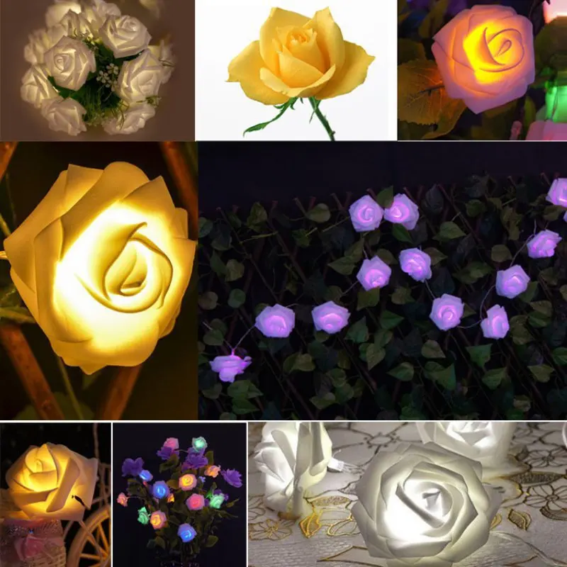 Party Decor Kunstbloemen LED Rose Flower Fairy Lichtslingers ... Party Decor Kunstbloemen LED Rose Flower Fairy Lichtslingers ...