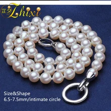 ZHIXI Жемчужное ожерелье Женская круглая настоящая пресноводная жемчужина ожерелье Белый Двухслойный чокер ювелирные украшения подарок на день рождения XR001