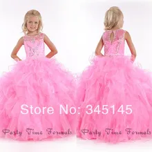 Милое классическое бальное платье совок розовые платья на выпускной для девочки длина до пола органза цветок девушки платья вышитое Блестящим Бисером